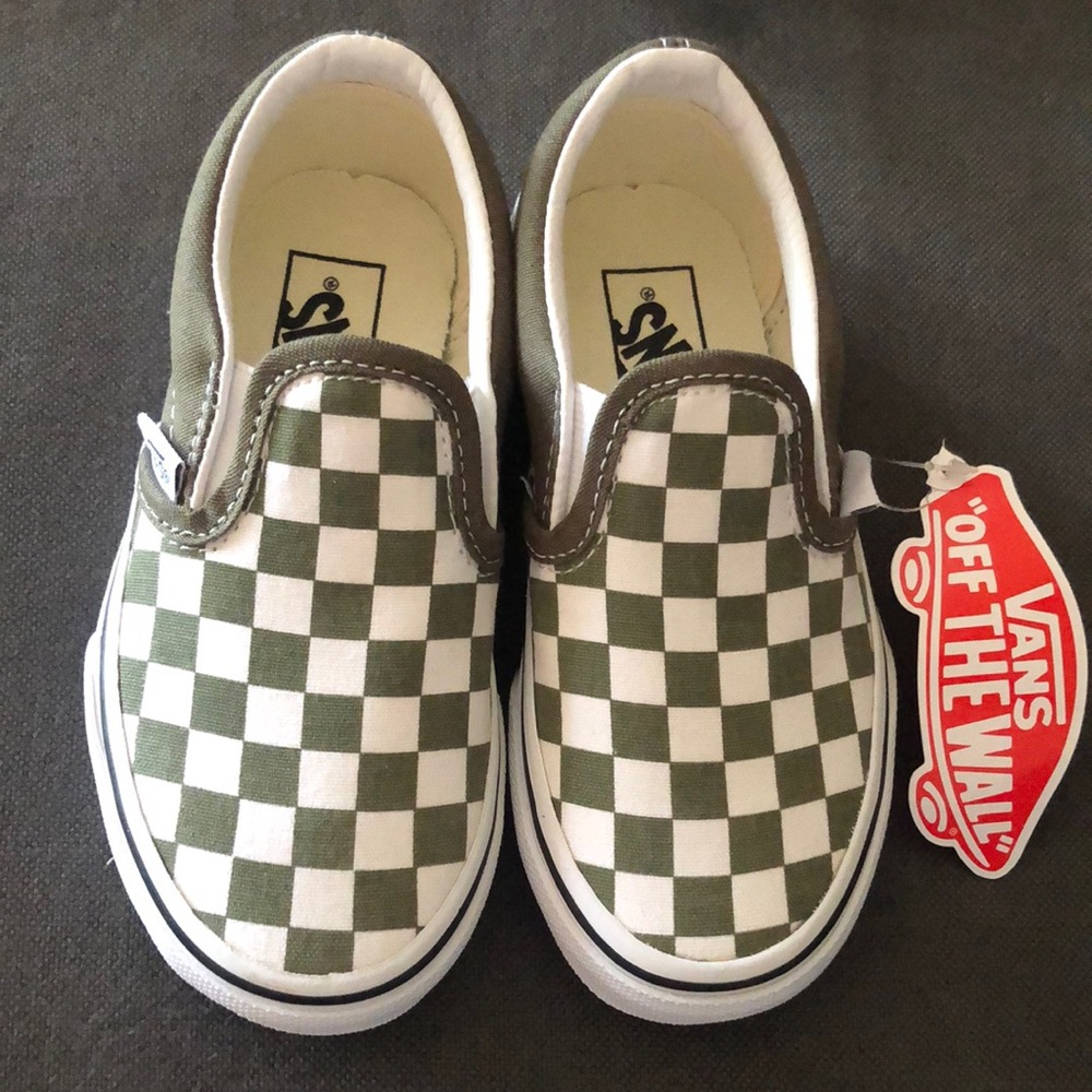 Olive green checker Vans